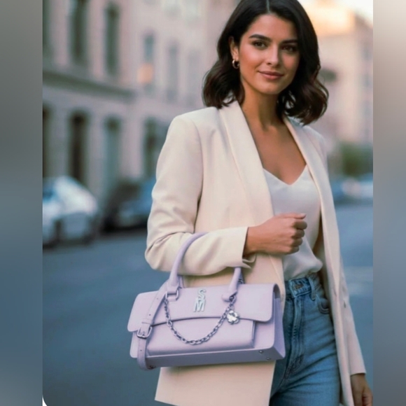 Steve Madden Handbags - Steve Madden Galactic Lilac Compact Handbag With Chain Accent